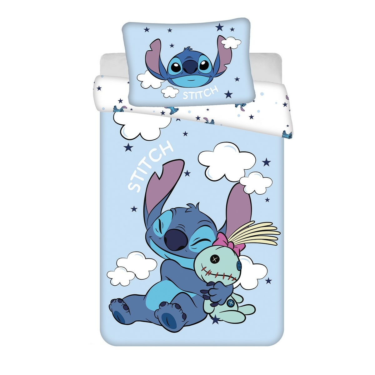 Jerry Fabrics Dětské bavlněné povlečení do postýlky Lilo and Stitch Clouds