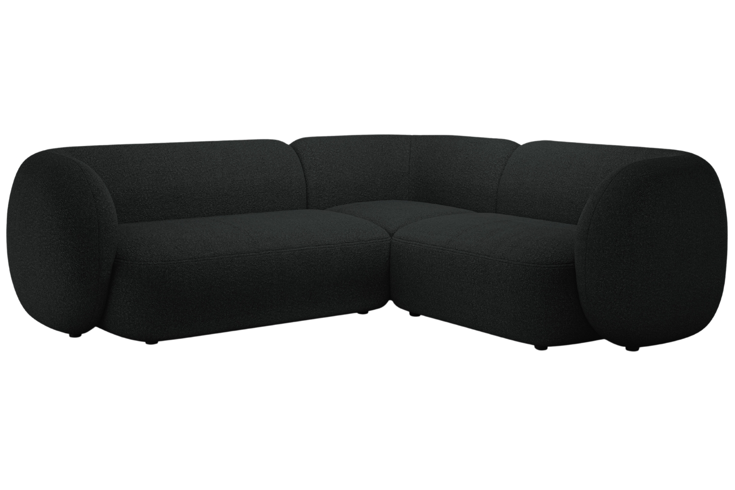 Micadoni Černá bouclé rohová pohovka Kate 252 cm