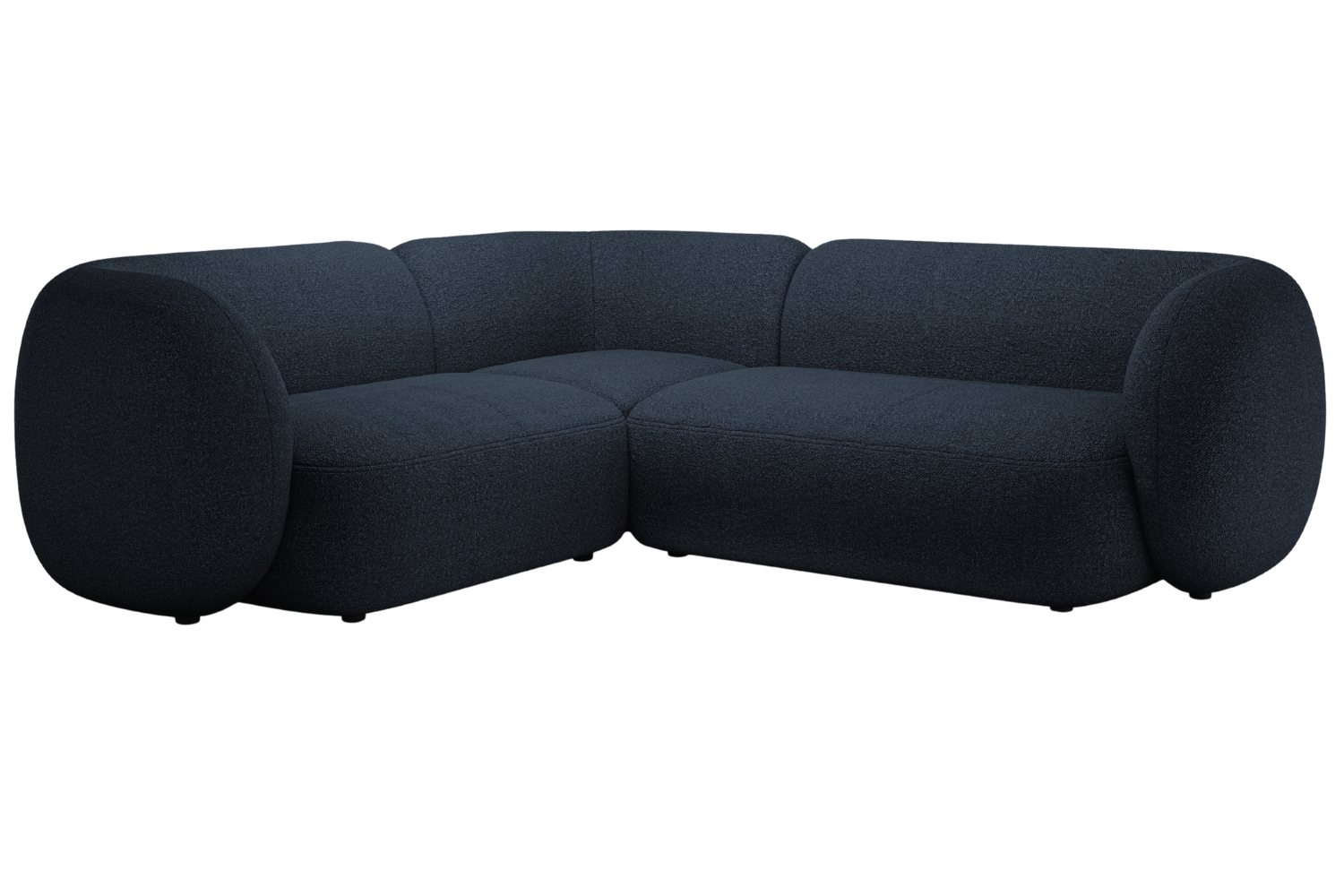 Micadoni Tmavě modrá bouclé rohová pohovka Kate 252 cm