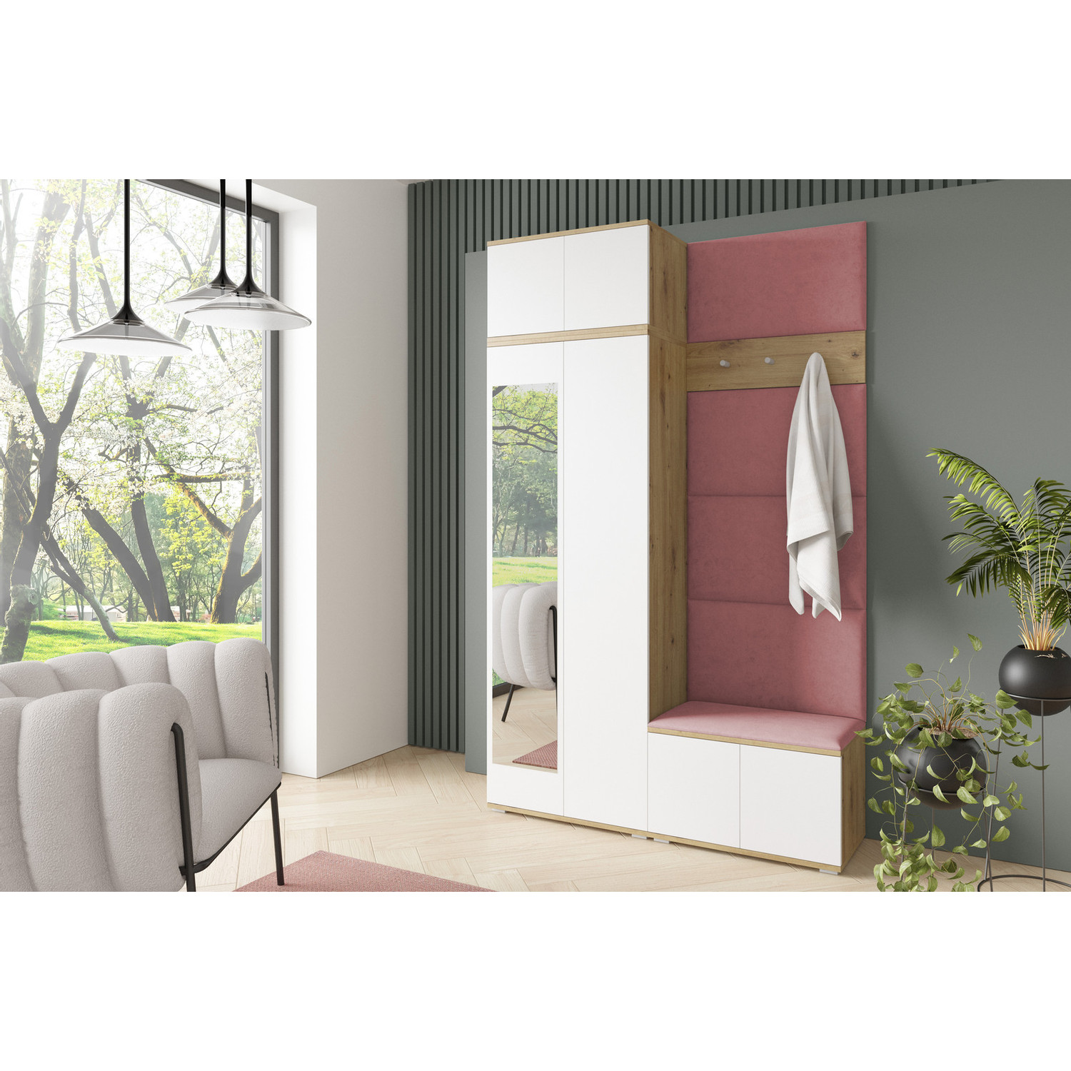 Předsíňová stěna SEVILLA II Růžová II