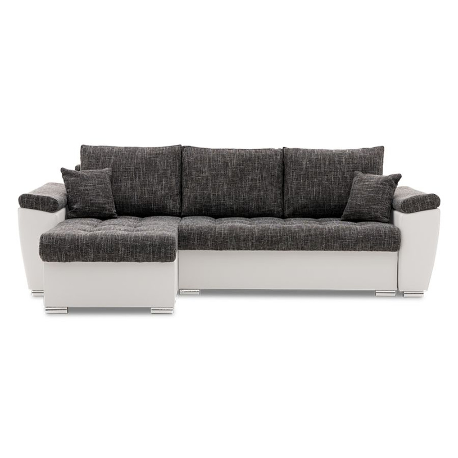 Rozkládací rohová sedací souprava VEGAS 250/160 Levá ŠedáI/bílá