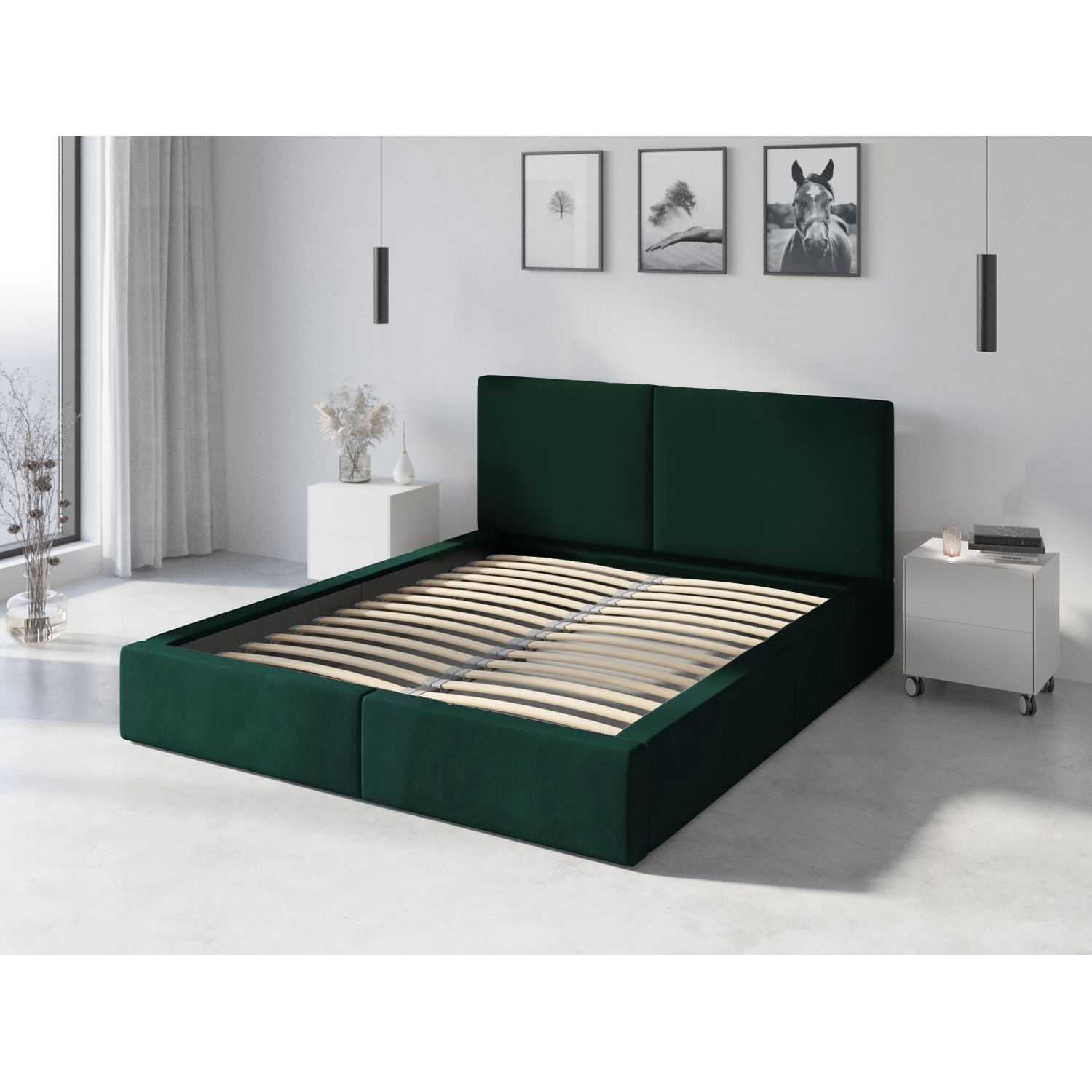 Čalouněná postel HILTON s pevným roštem 140x200 cm Zelená