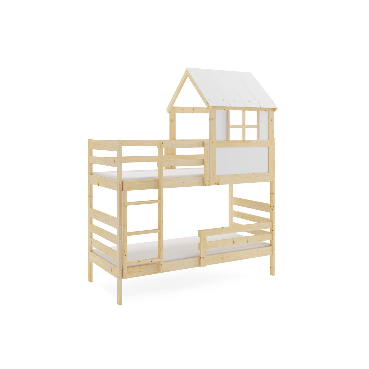 Dětská patrová postel ERYK s nástavbou domek 90x190 cm