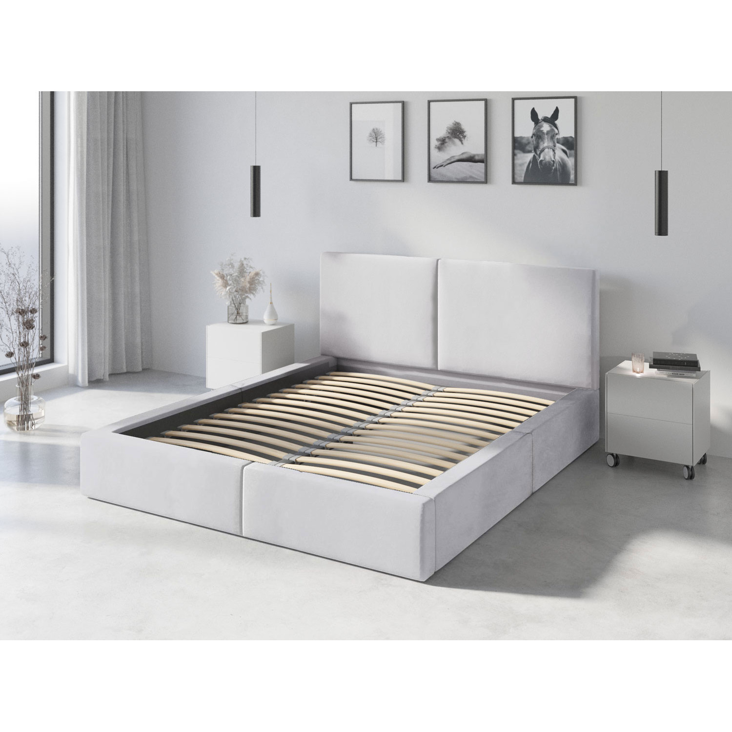 Čalouněná postel HILTON s pevným roštem 160x200 cm Bílá