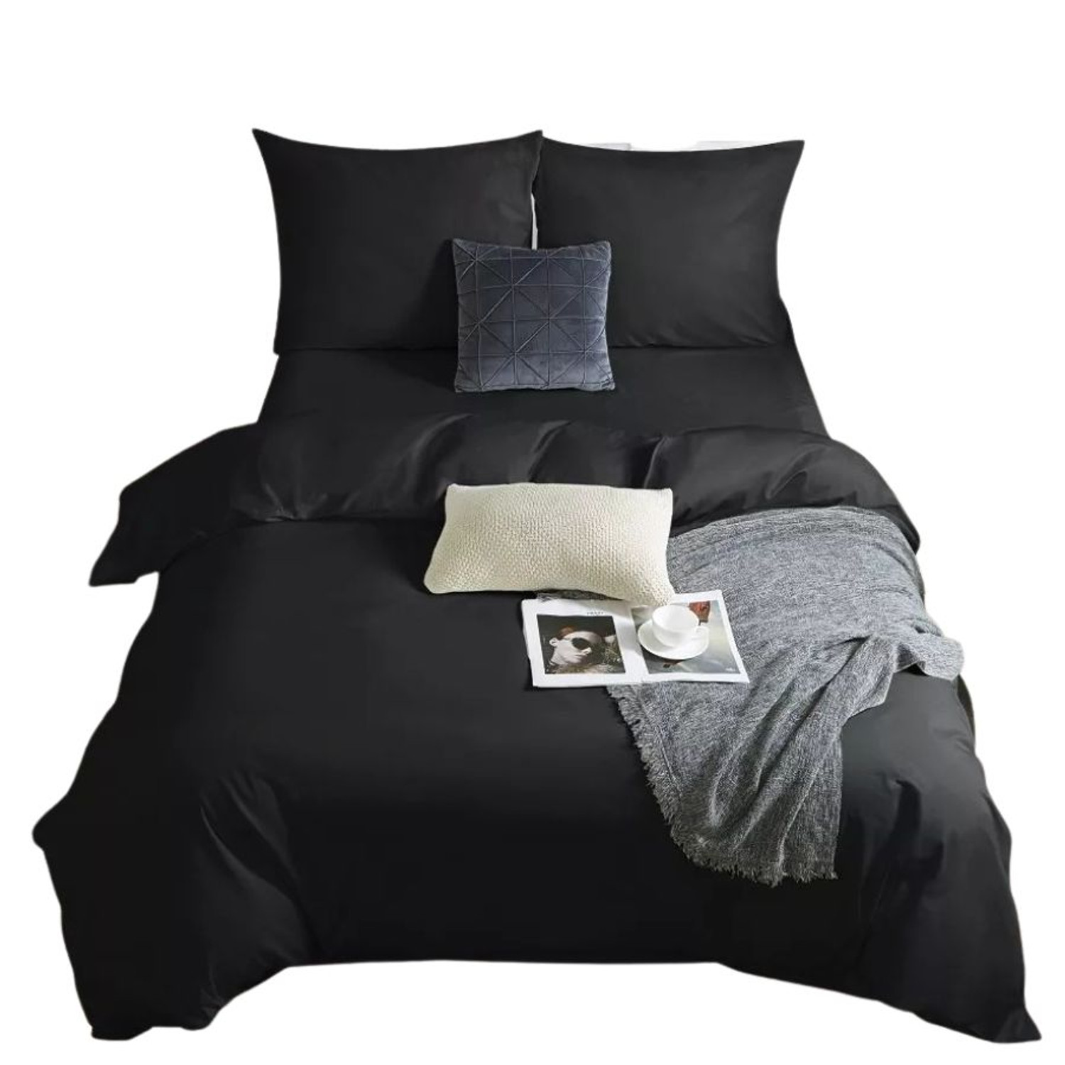 Saténové povlečení I24 140x200 cm Černá