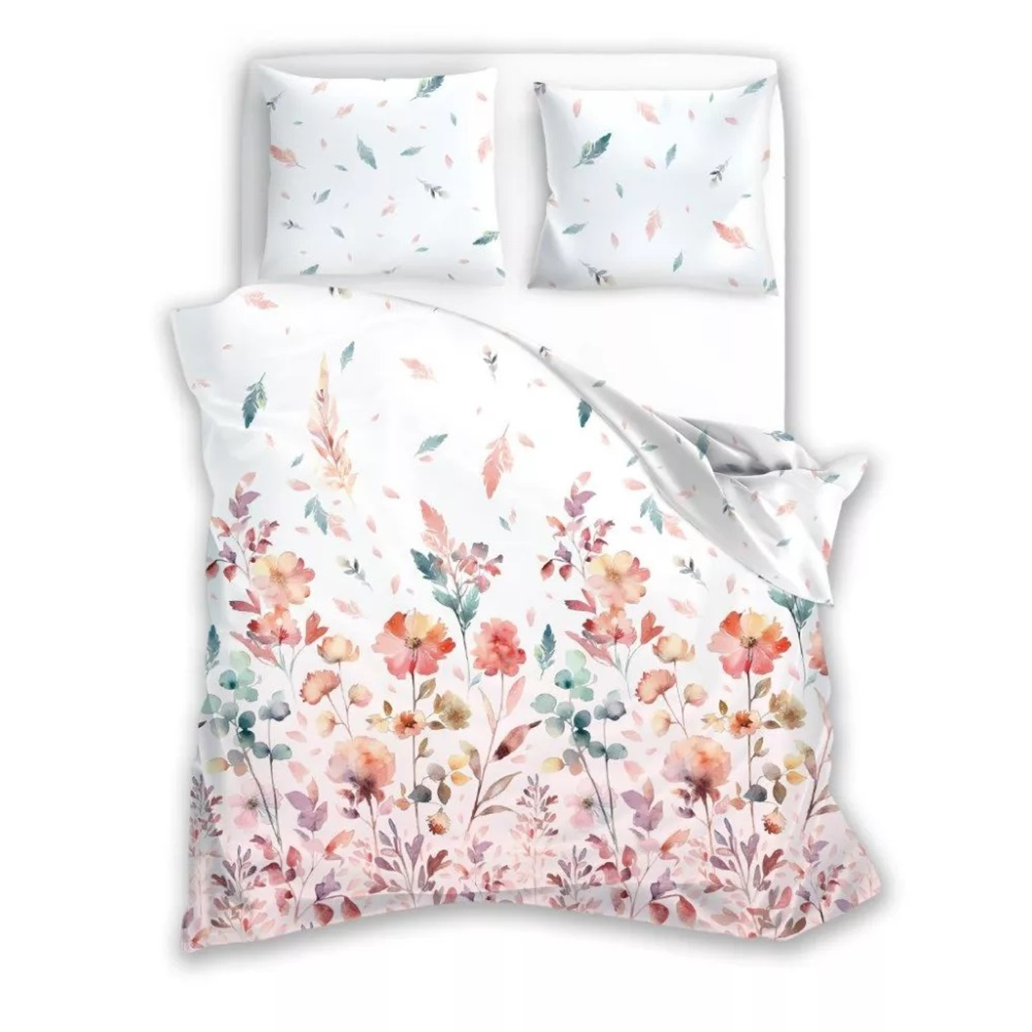 Saténové povlečení MILAGRO Verde 001 květiny