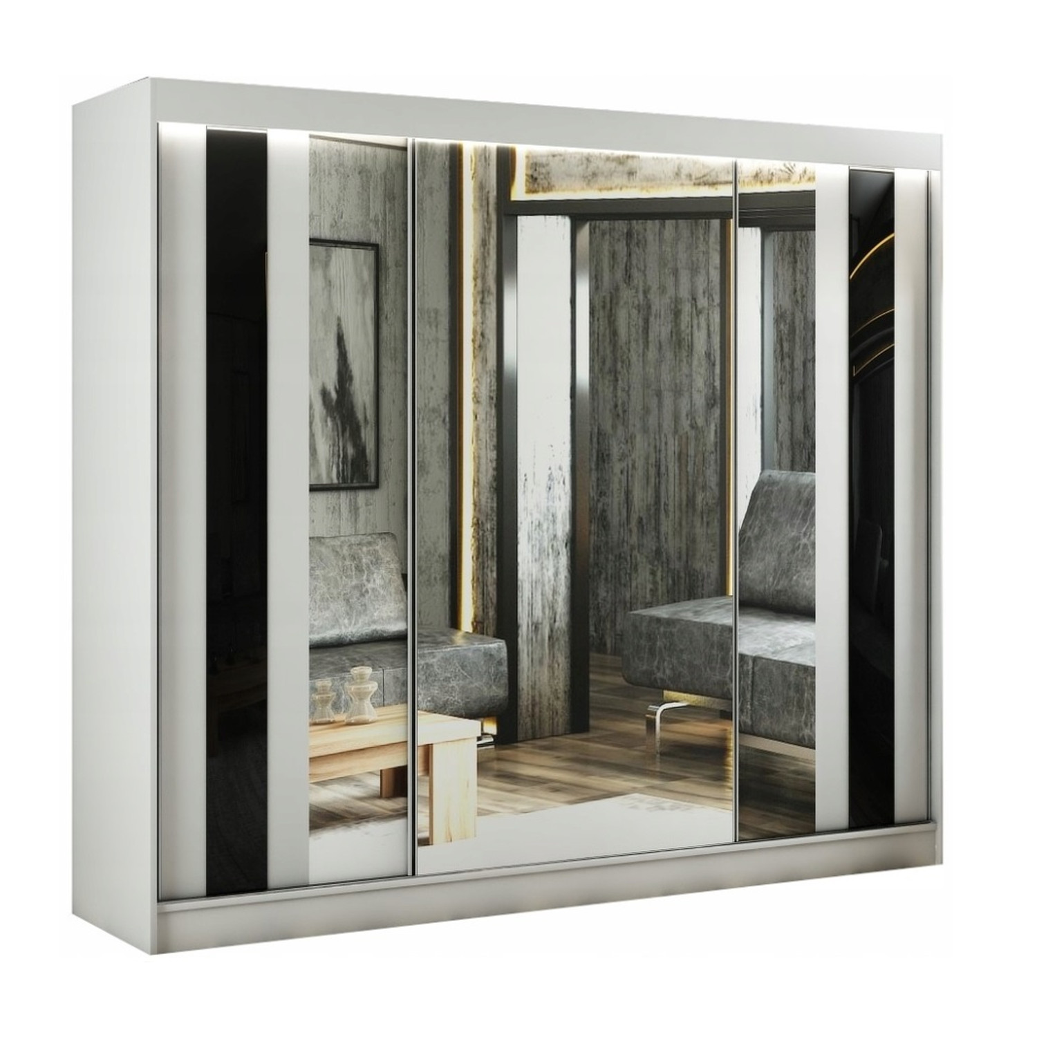 Kvalitní Šatní Skříň Como 250 cm Čokoláda Černý mat