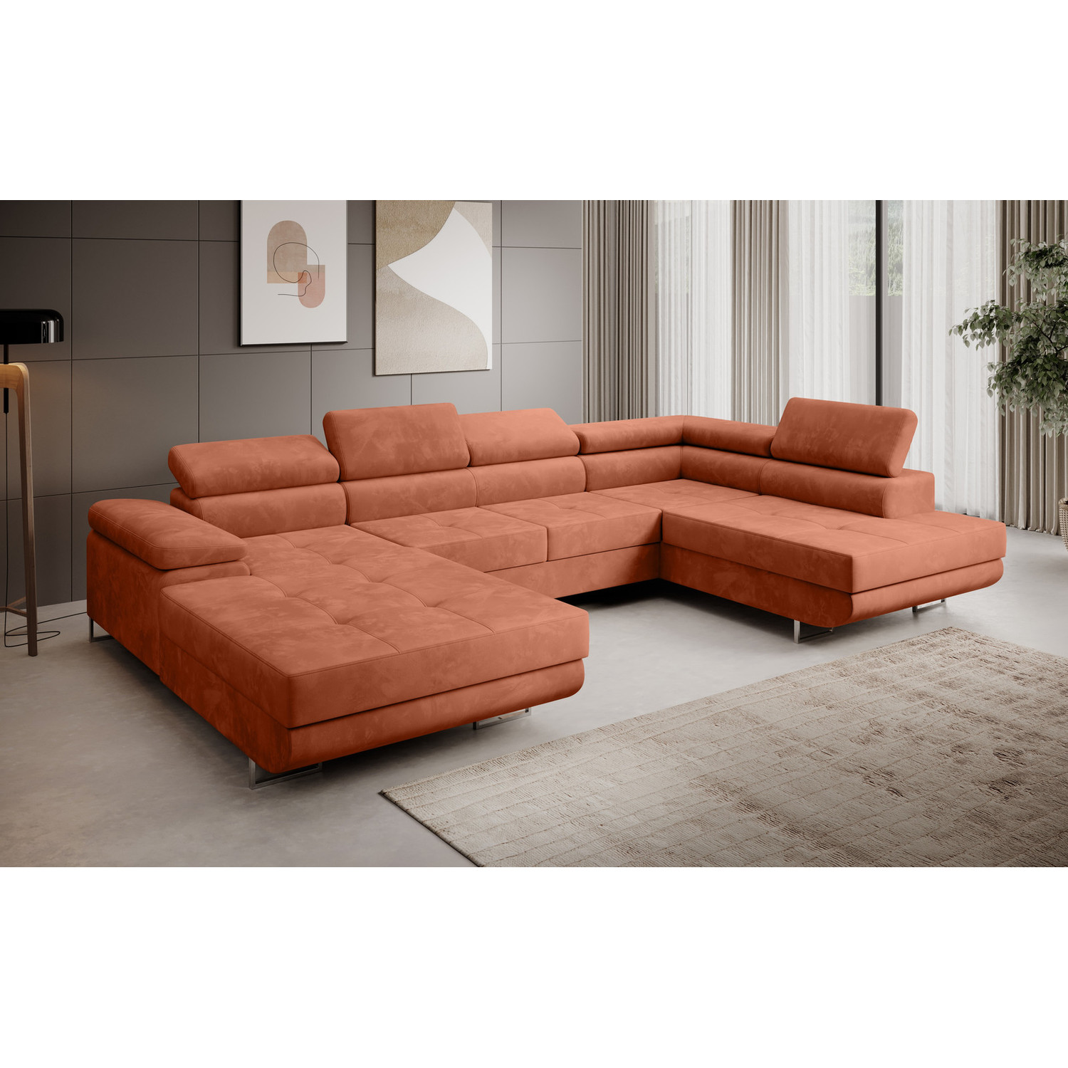 Rohová rozkládací sedací souprava U 273 SID Pravá Oranžová