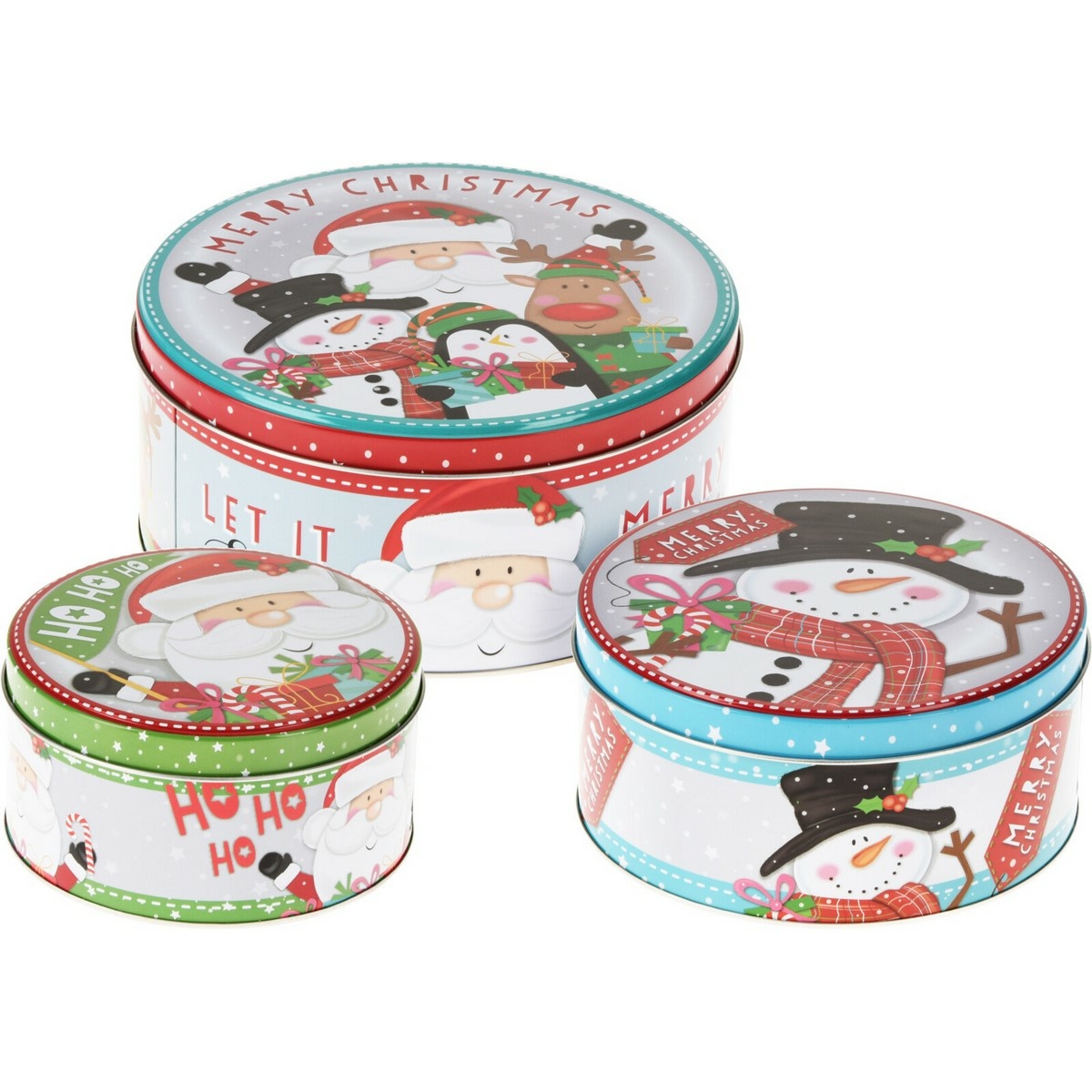 Sada 3 vánočních plechových dóz Santa's Friends