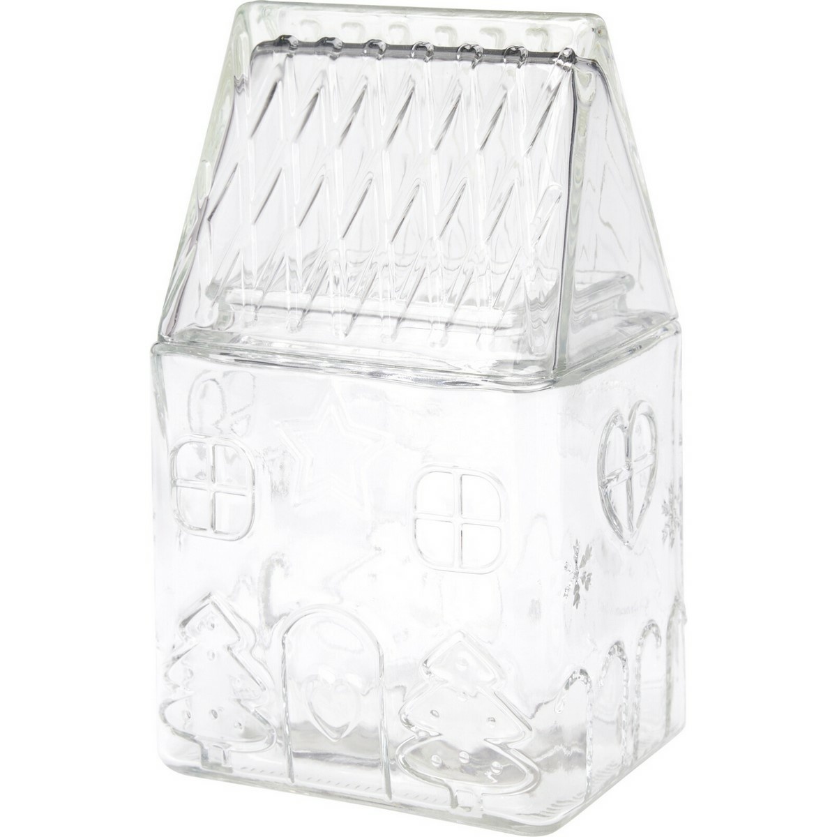 Skleněná vánoční dóza Domeček 13 × 10 × 22 cm