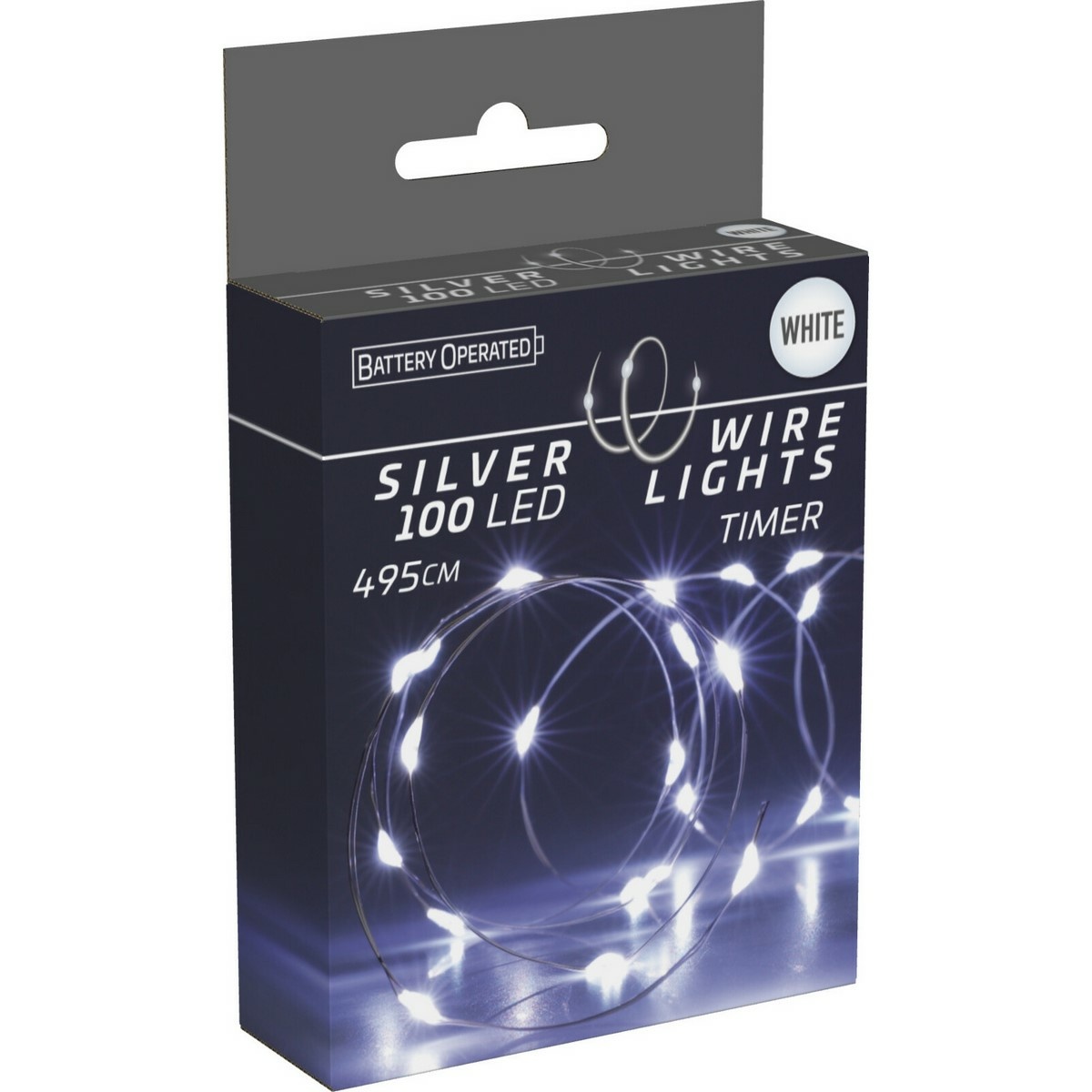 Světelný drát s časovačem Silver lights 100 LED