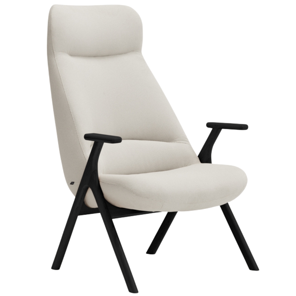 Teulat Vysoké bílé křeslo Dins s černou dřevěnou podnoží