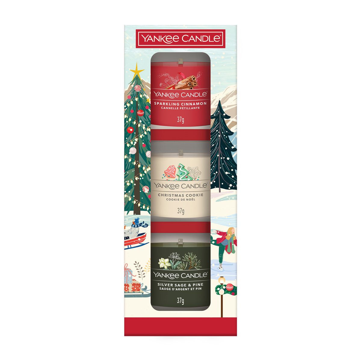 Yankee Candle Dárková sada 3 skleněných votivních svíček Christmas Classics 2025