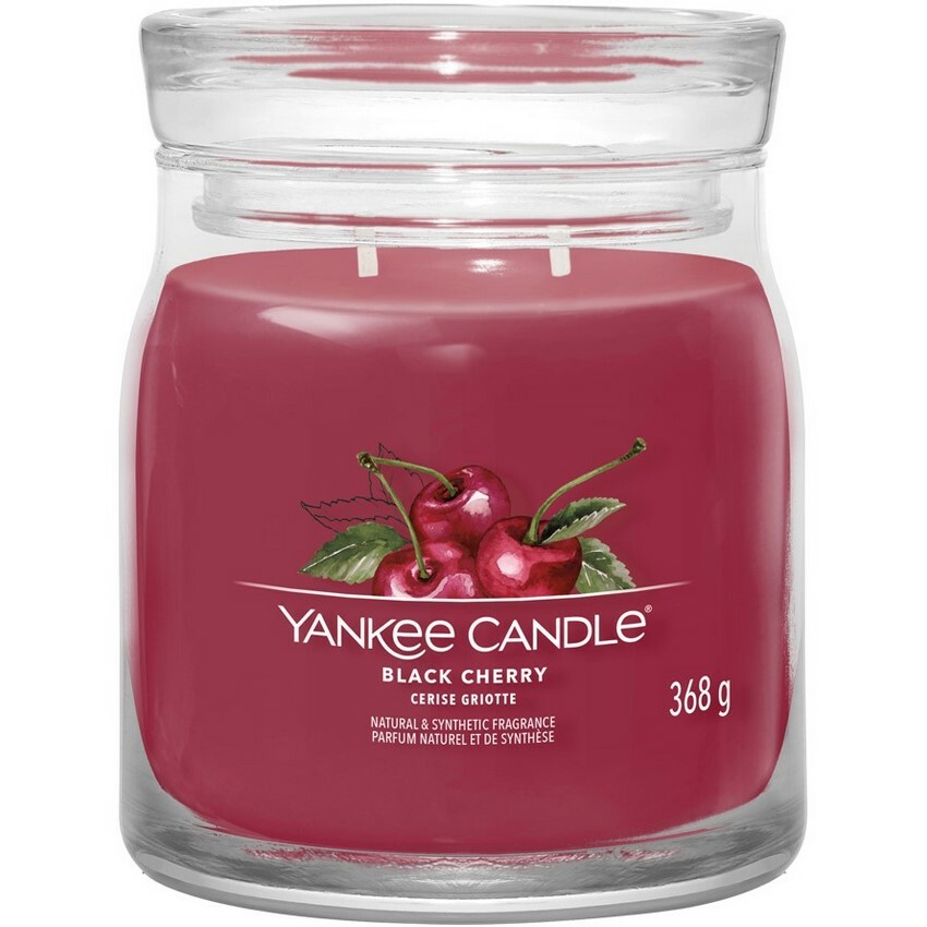 Yankee Candle vonná svíčka Signature ve skle střední Black Cherry