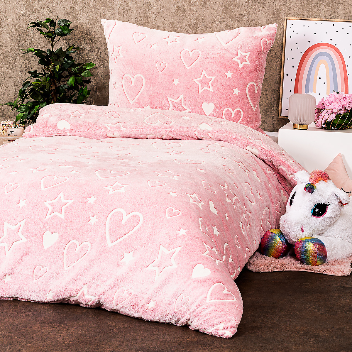 4Home Svítící povlečení mikroflanel Heart
