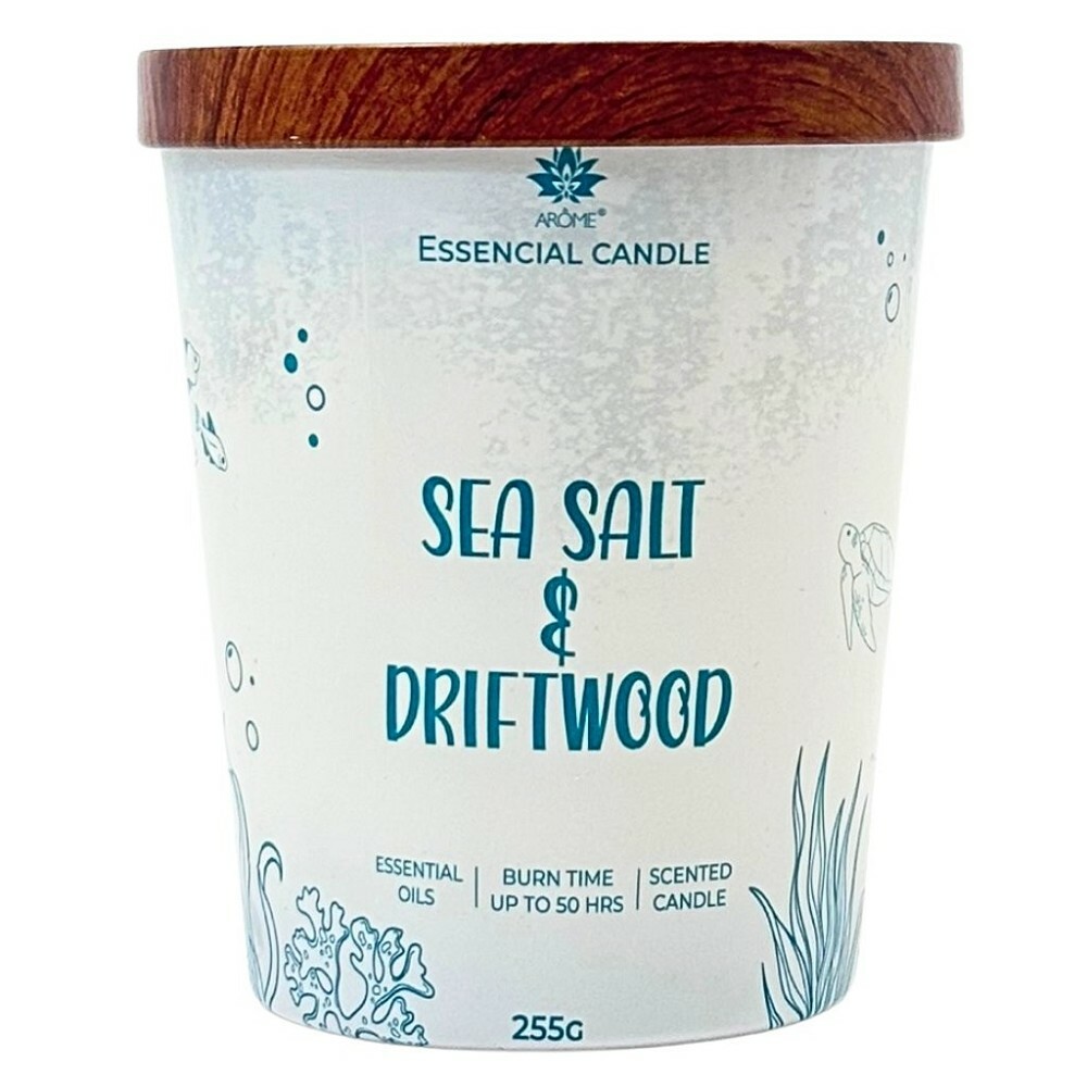 Arome Svíčka ve skle s kovovým víčkem 255g Sea salt & Driftwood