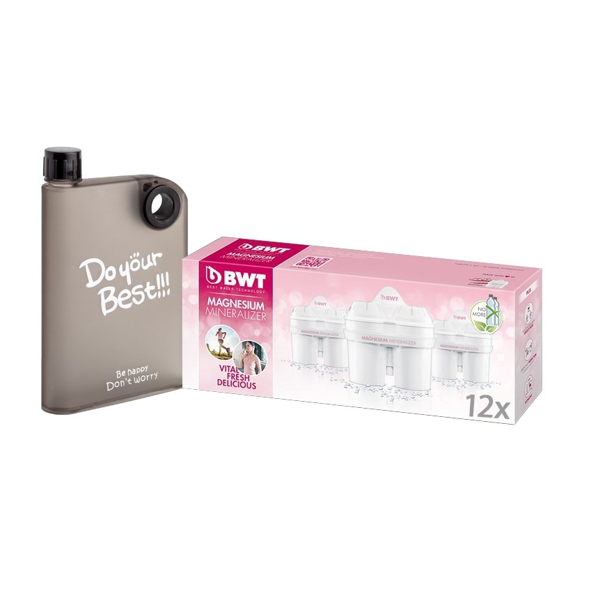 BWT Náhradní filtry 12 ks s dárkem - designová láhev Maxxo A5