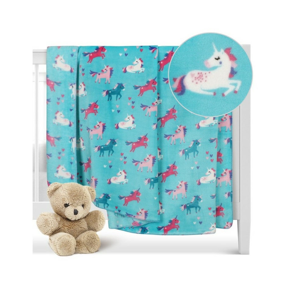 Bellatex Dětská přikrývka Ella Jednorožec tyrkysová