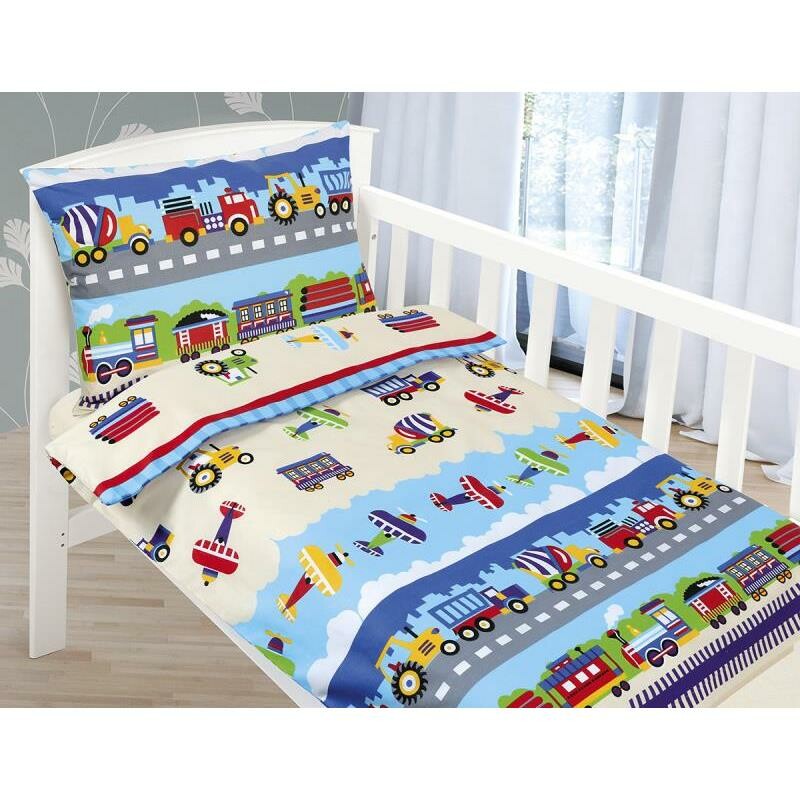 Bellatex Dětské bavlněné povlečení do postýlky Beáta Letadlo modrá