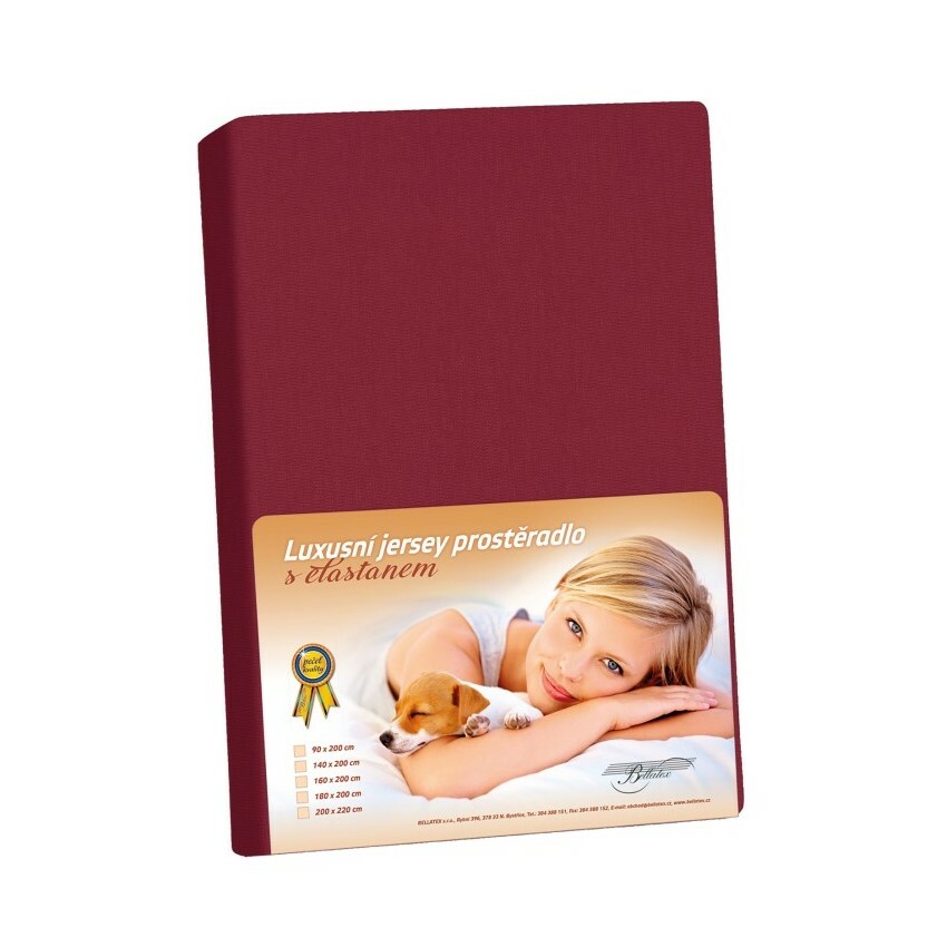 Bellatex Jersey prostěradlo s elastanem bordová