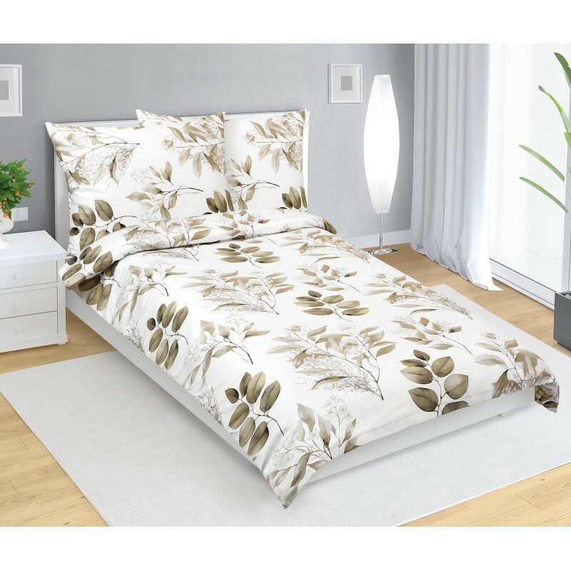 Bellatex Saténové povlečení Listy hnědá