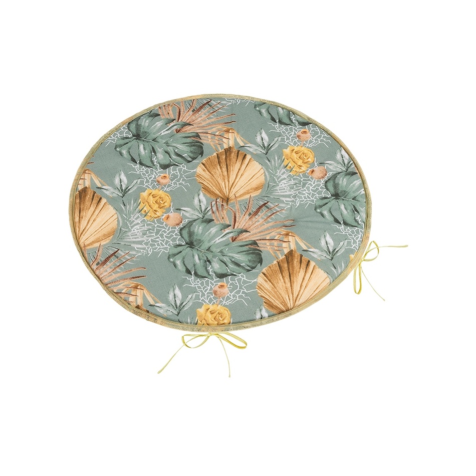 Bellatex Sedák Adéla kulatý hladký Monstera růže žlutá