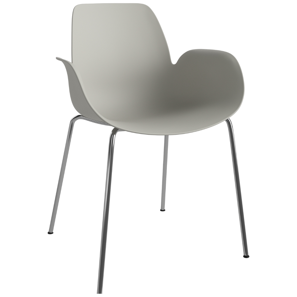 Bolia Šedá plastová jídelní židle Seed s chromovanou podnoží