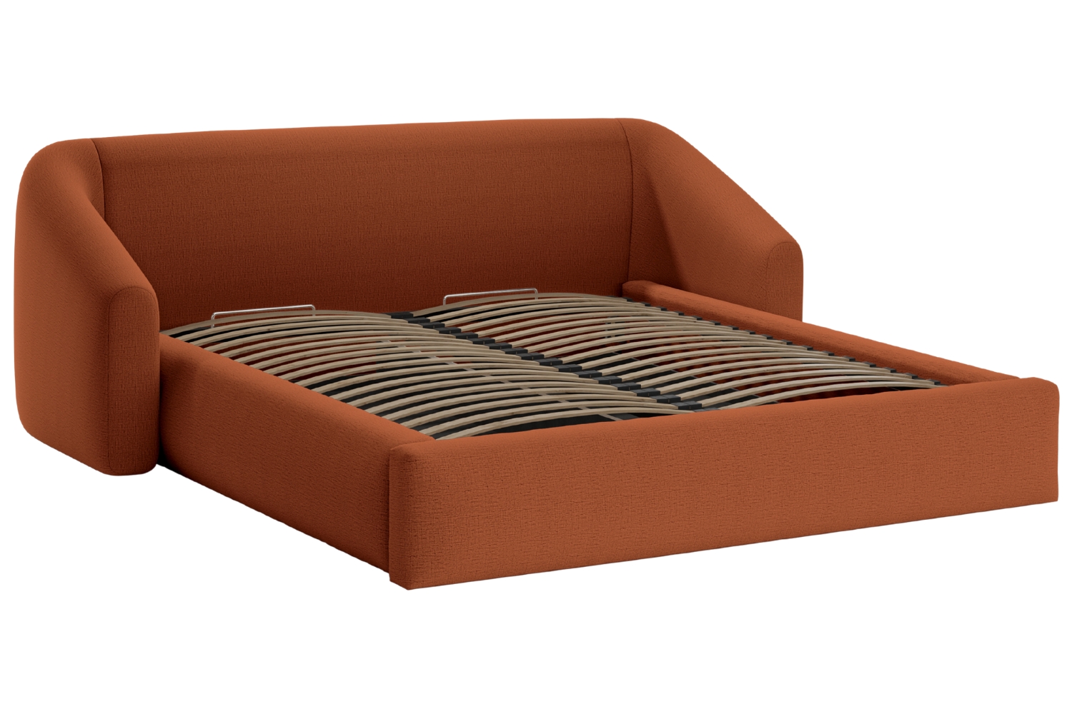 Cosmopolitan Design Terakotově oranžová dvoulůžková postel Campi 180 x 200 cm s úložným prostorem