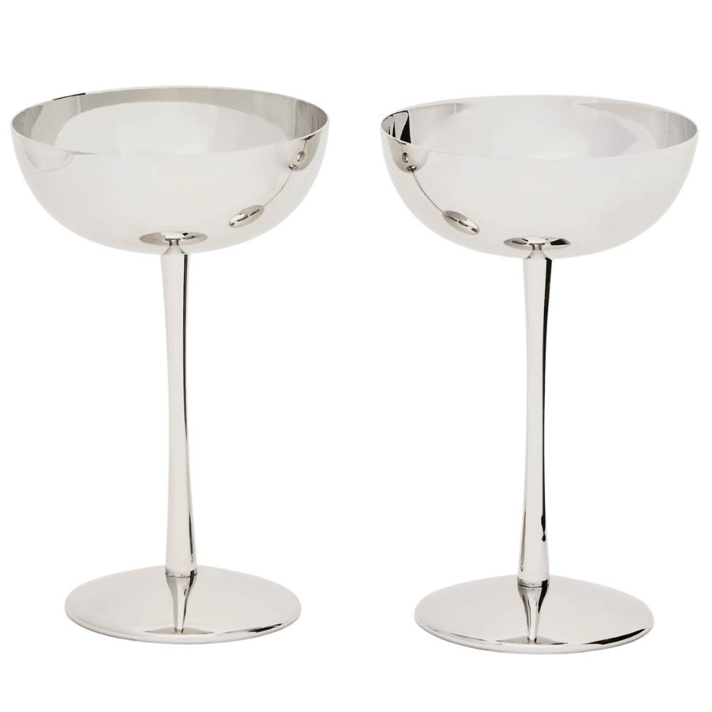 Kave Home Set dvou nerezových skleniček Nirela