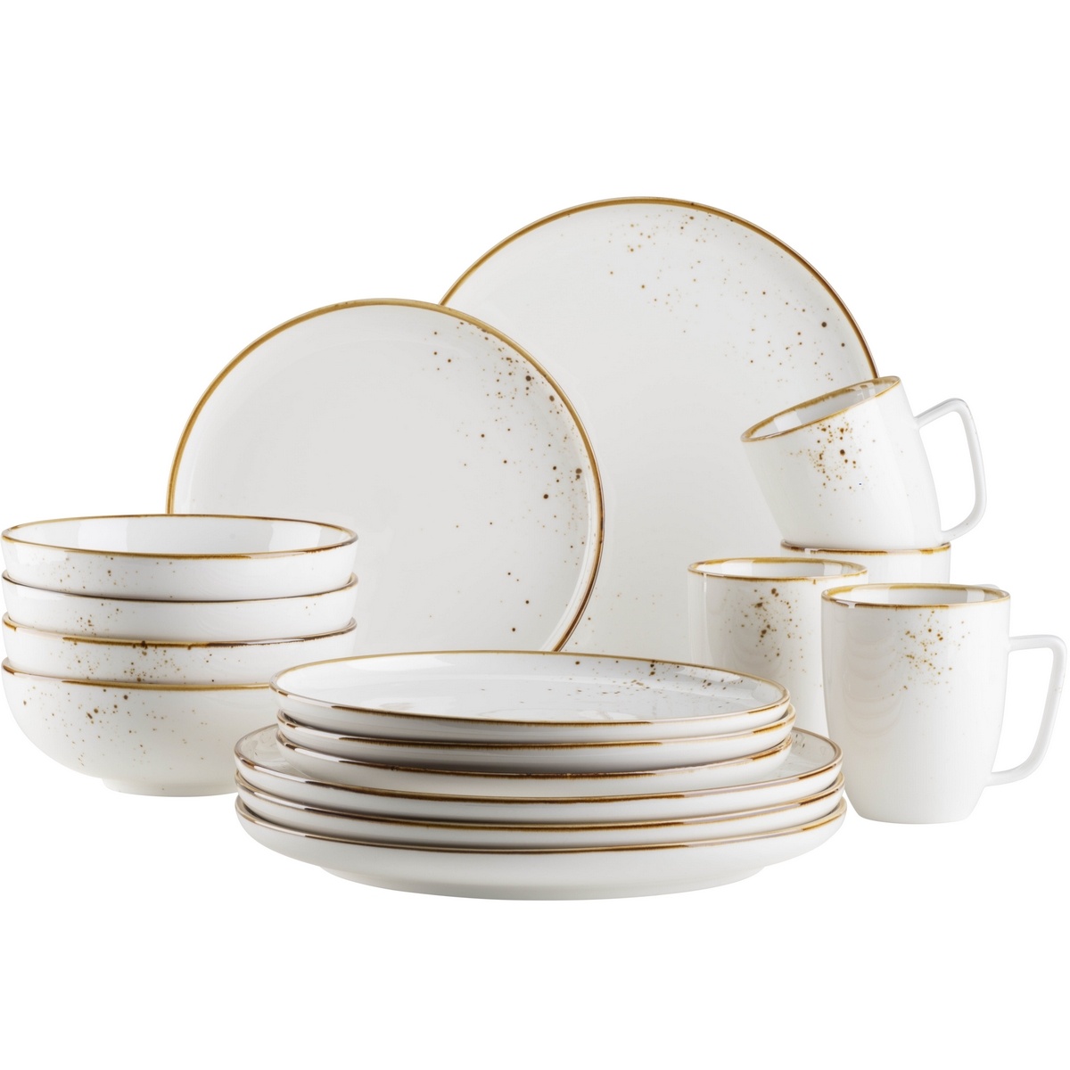 Mäser 16dílná sada nádobí Pintar White hnědé tečky