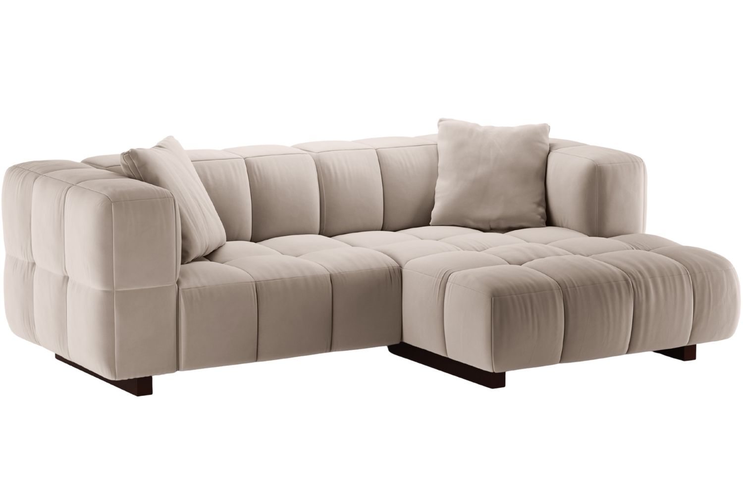 Micadoni Béžová sametová rozkládací pohovka Puma 260 cm