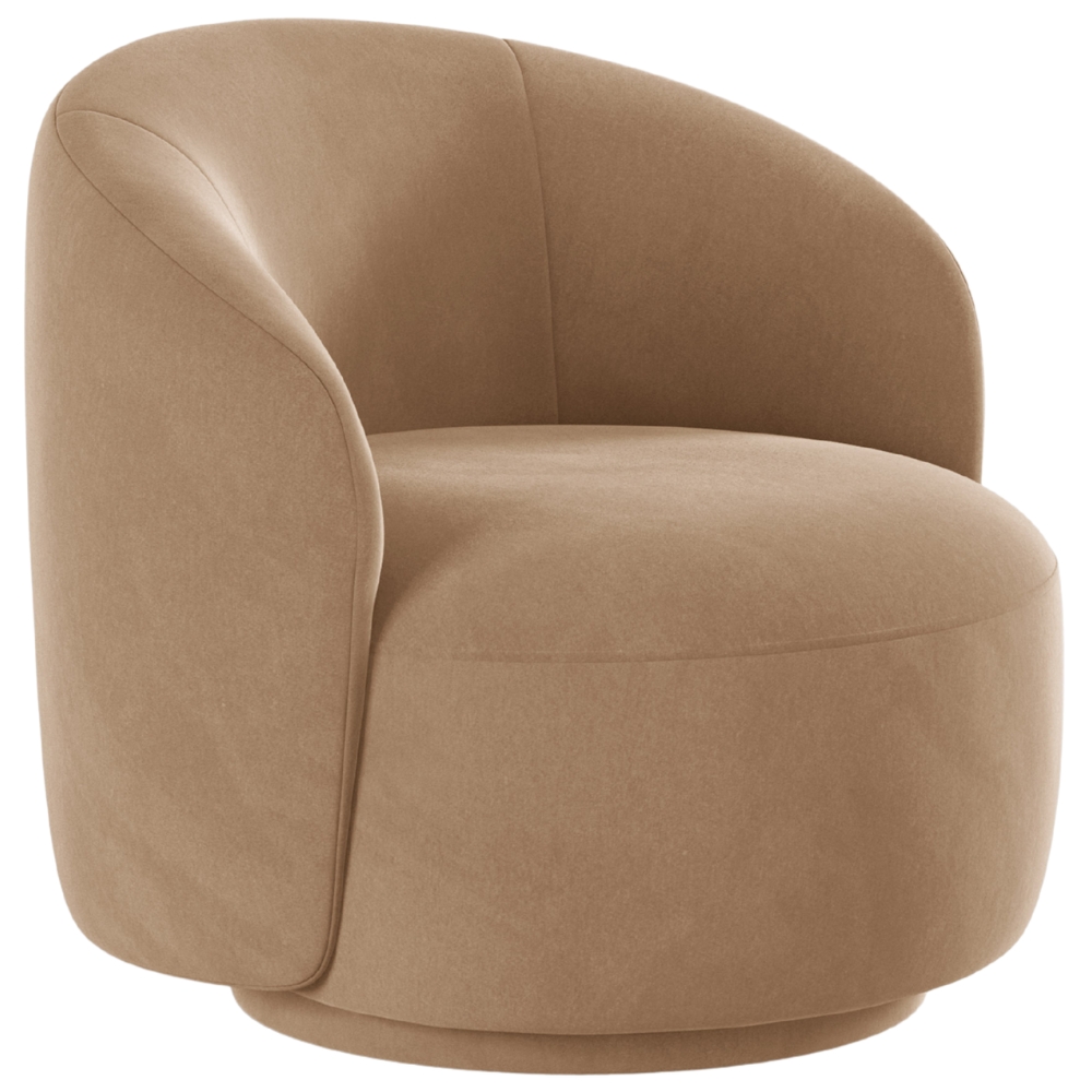 Micadoni Pískově hnědé sametové otočné křeslo Letizia