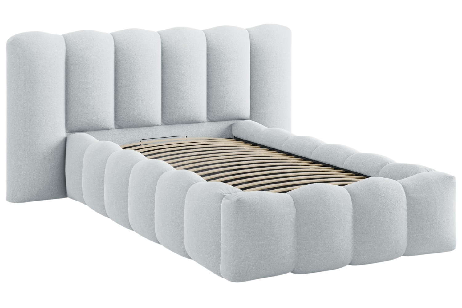 Micadoni Světle šedá jednolůžková postel Lupine 90 x 200 cm s úložným prostorem