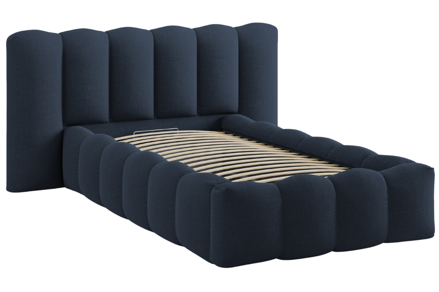 Micadoni Tmavě modrá jednolůžková postel Lupine 90 x 200 cm s úložným prostorem