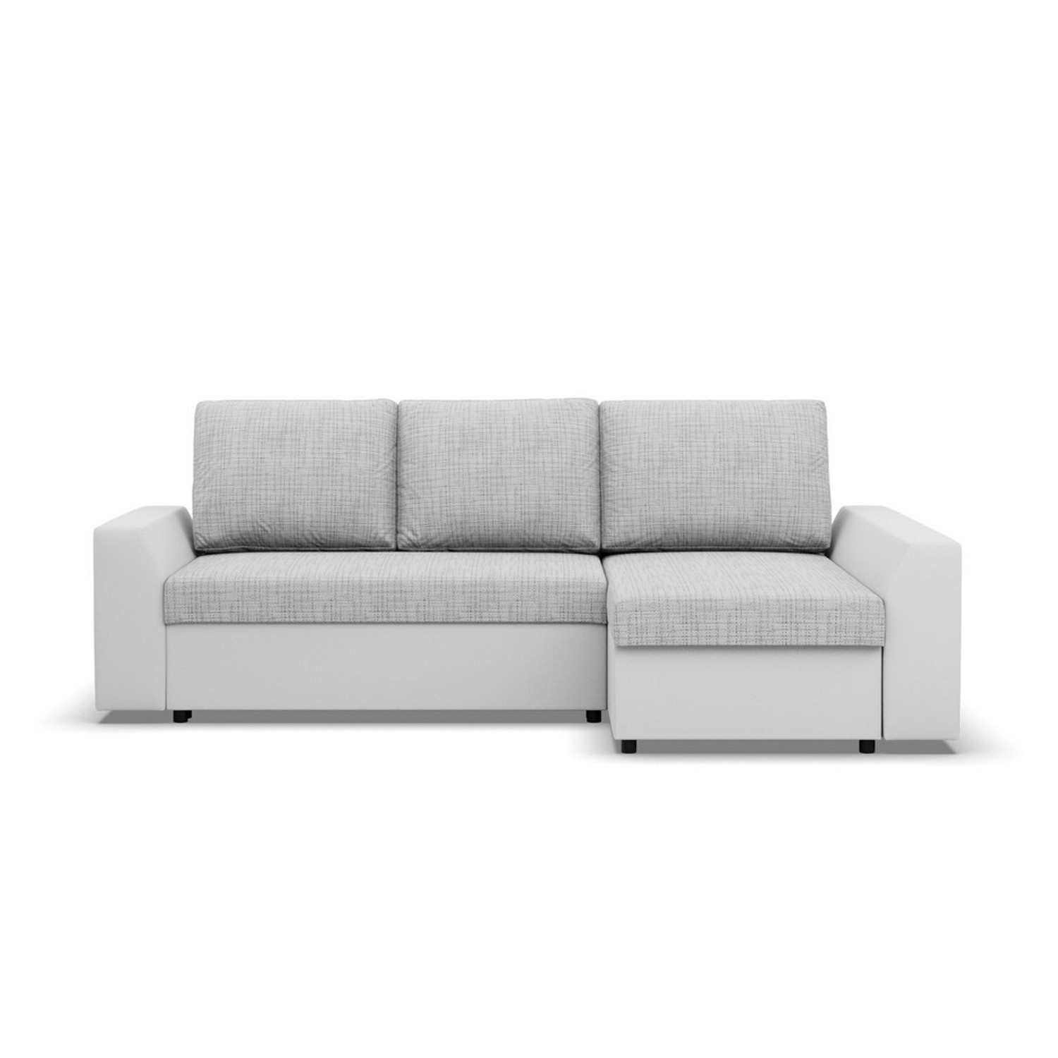 Rohová rozkládací sedací souprava PAUL látka v kombinaci s eko-kůží Pravá Šedá/bílá