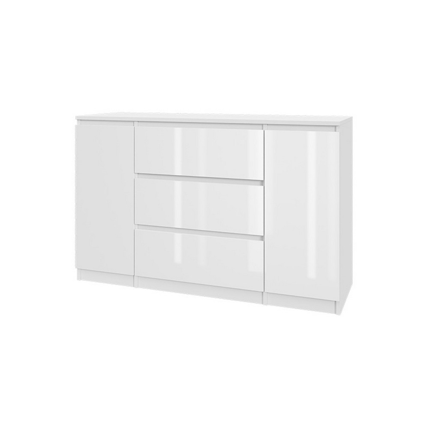 Komoda 2D3S - bílý lesk