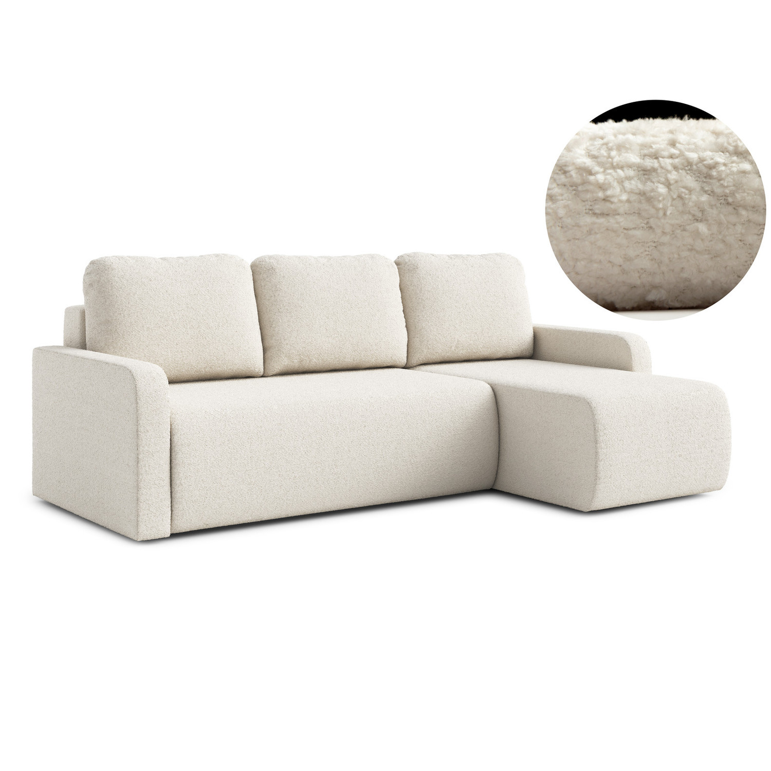 Rozkládací rohová sedací souprava ELES Pravá Krémová