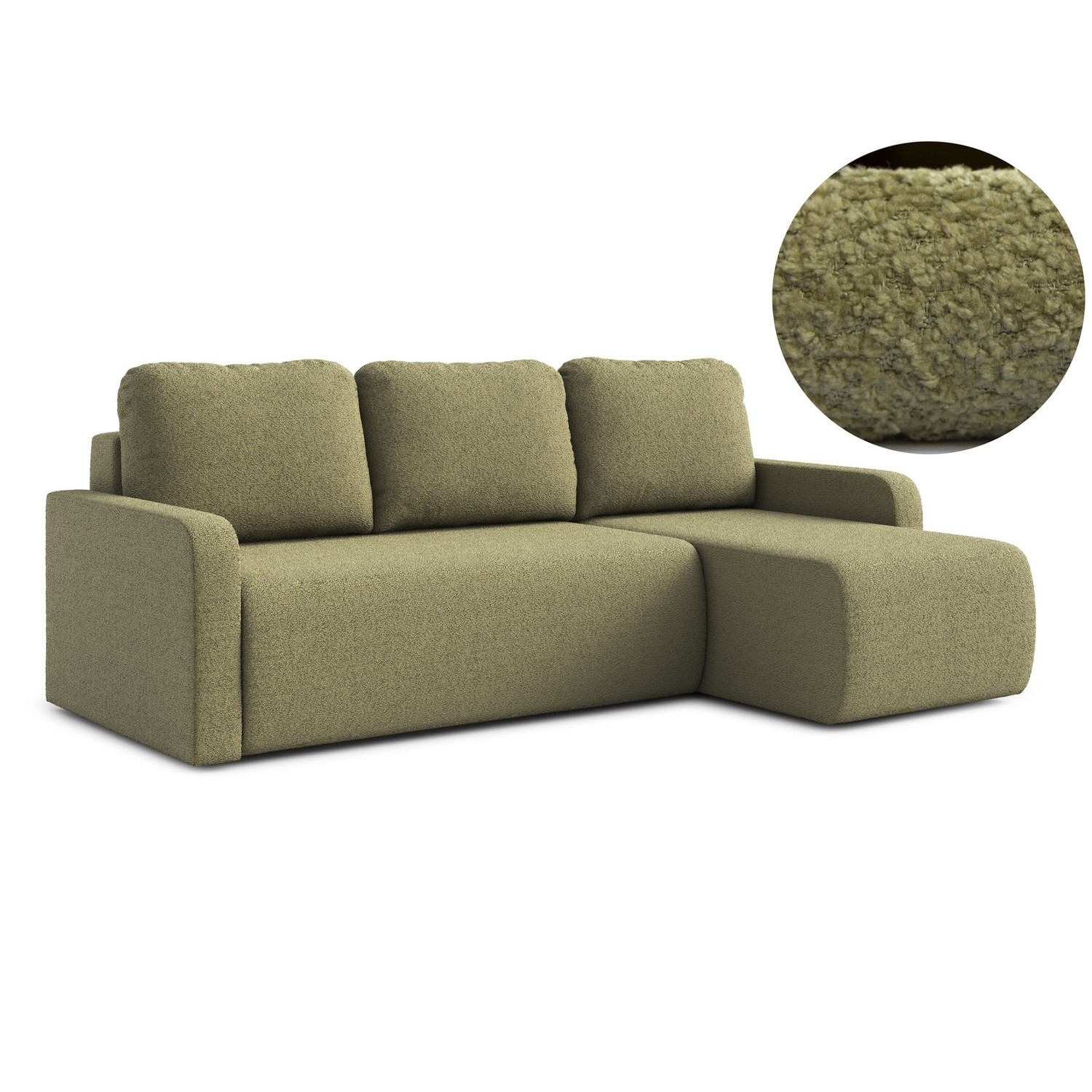 Rozkládací rohová sedací souprava ELES Pravá Zelená