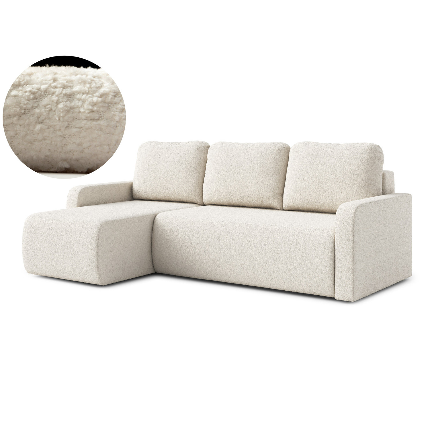 Rozkládací rohová sedací souprava ELES Levá Krémová