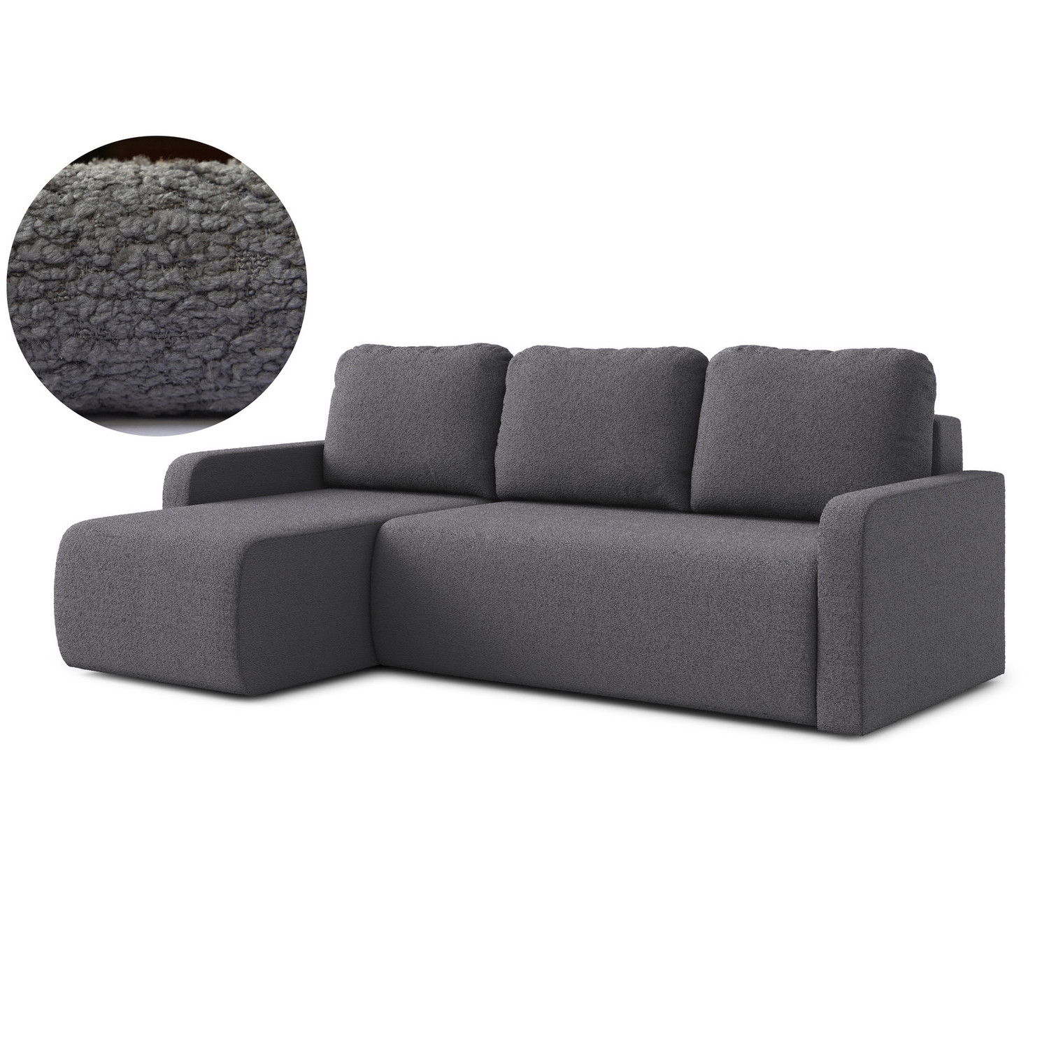 Rozkládací rohová sedací souprava ELES Levá Šedá