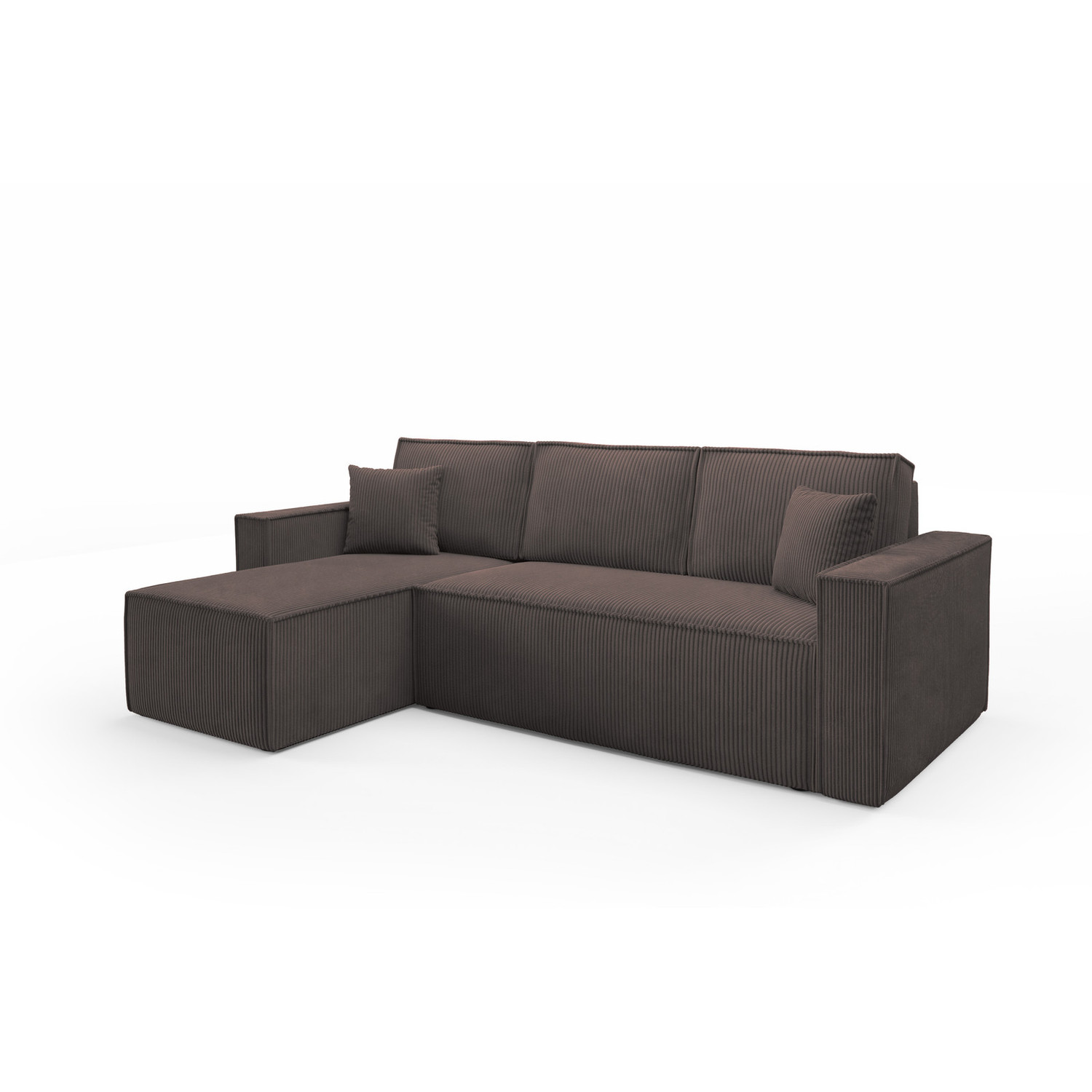 Rozkládací rohová sedací souprava BASIC Levá Hnědá I