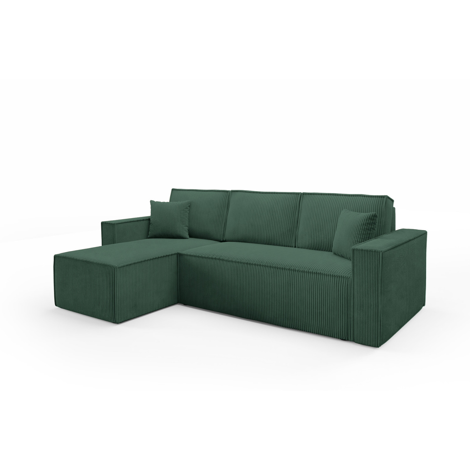 Rozkládací rohová sedací souprava BASIC Levá Zelená I