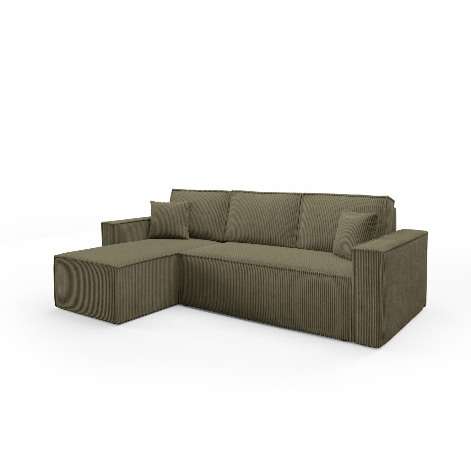 Rozkládací rohová sedací souprava BASIC Levá Zelená