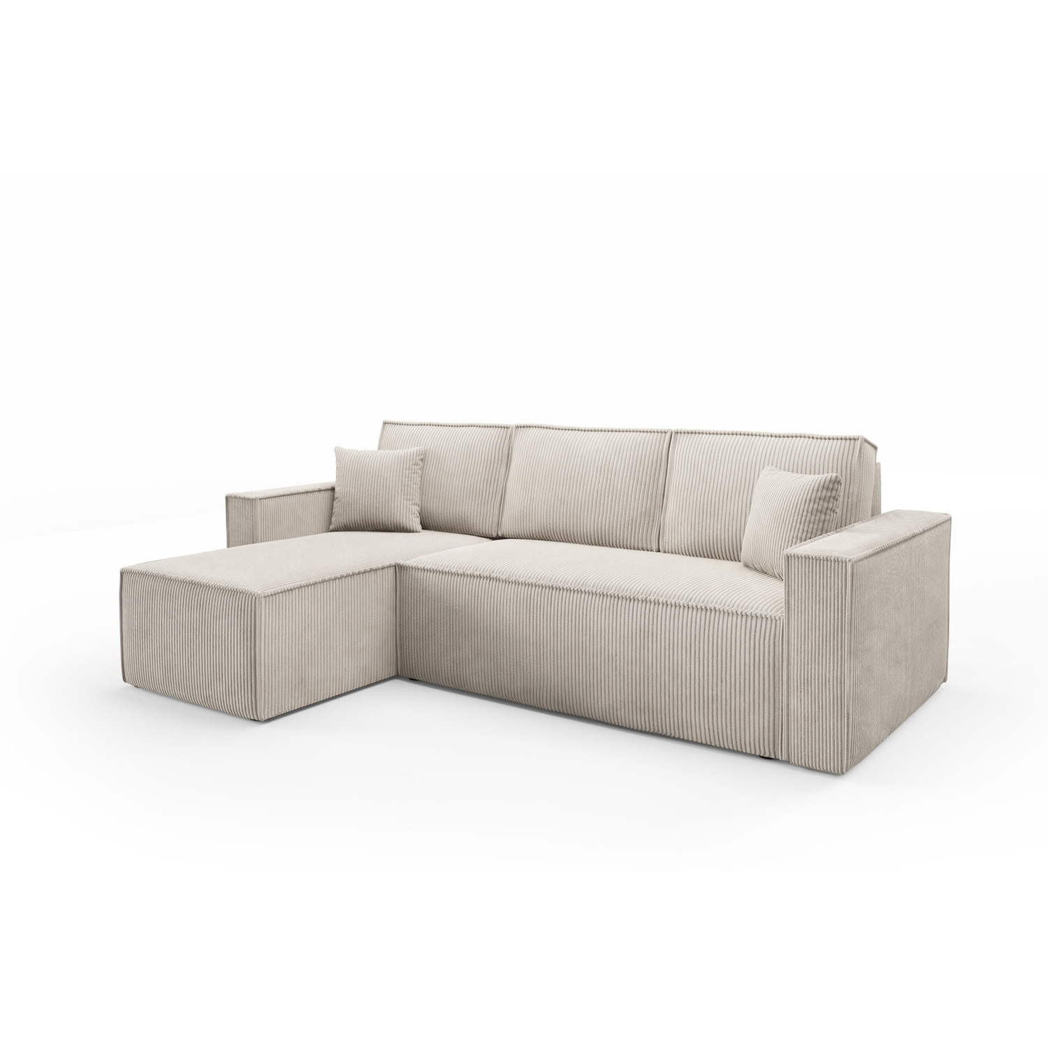 Rozkládací rohová sedací souprava BASIC Levá Krémová