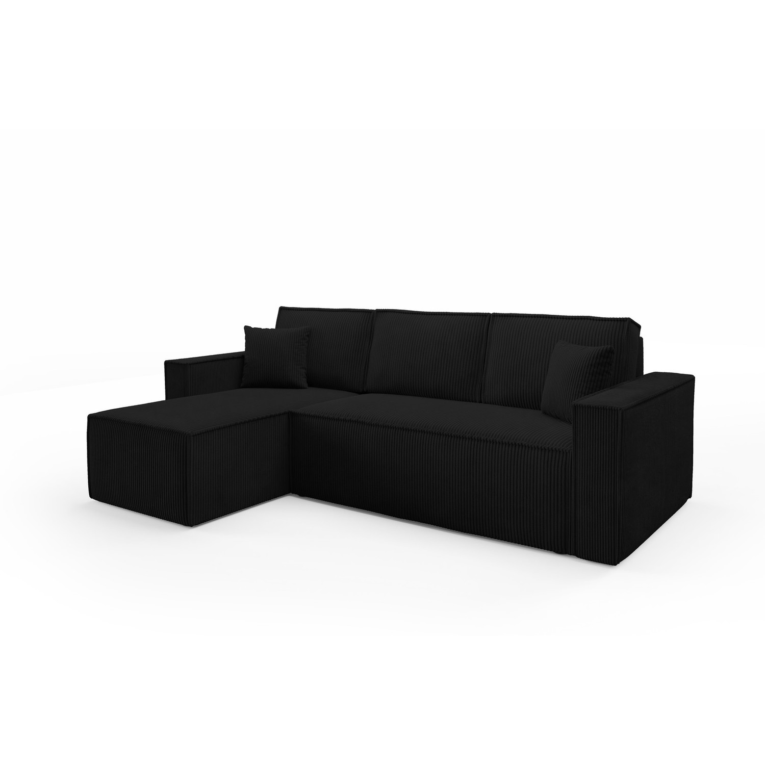 Rozkládací rohová sedací souprava BASIC Levá Černá