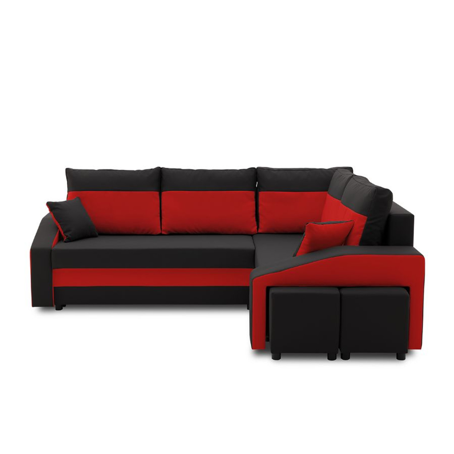 Rozkládací rohová sedací souprava GRANDE s taburety a poličkou model 2 Pravá v-ne-mik15-22