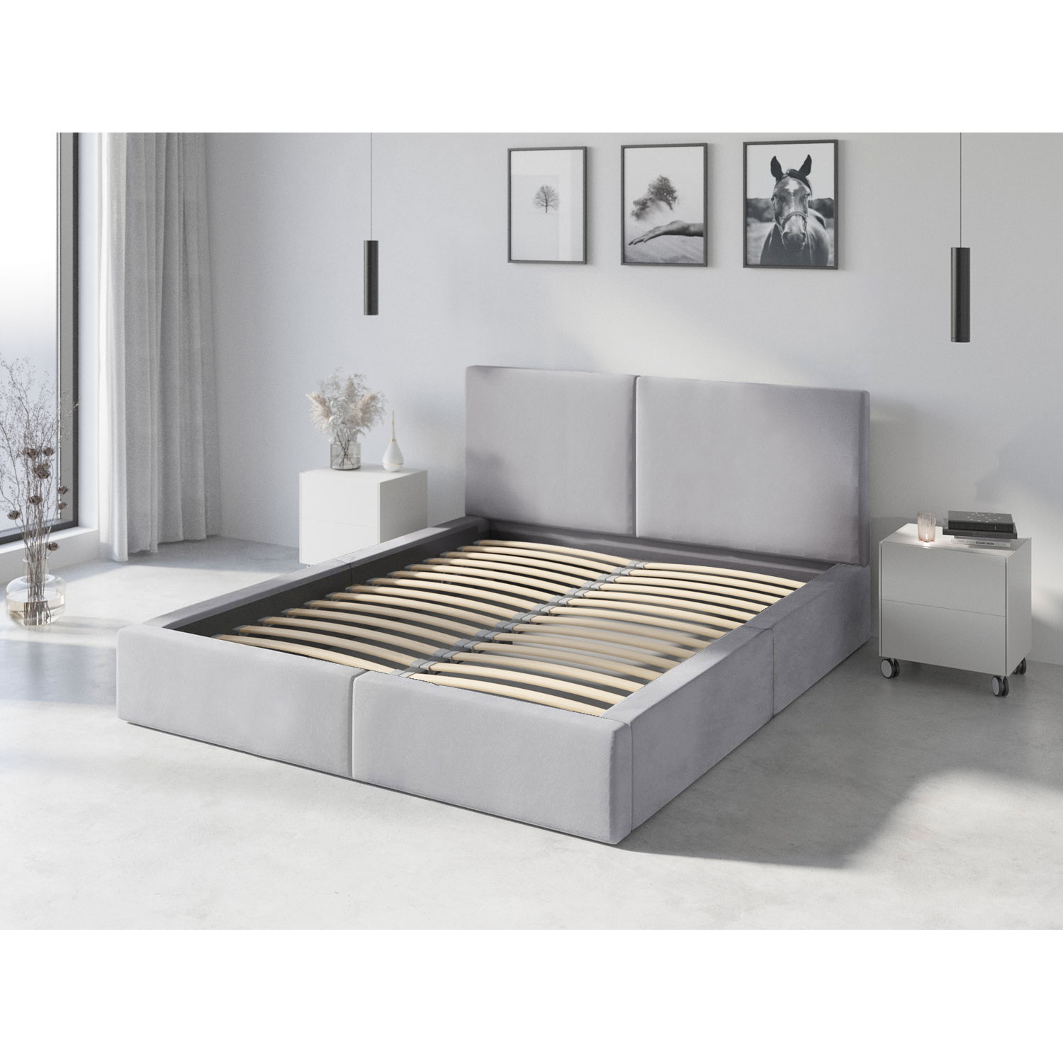 Čalouněná postel HILTON s pevným roštem 120x200 cm Šedá