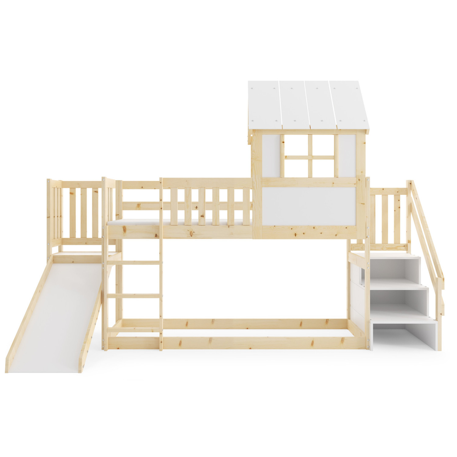 Dětská patrová postel ANTRESOLA se skluzavkou a schůdky 90x200 cm
