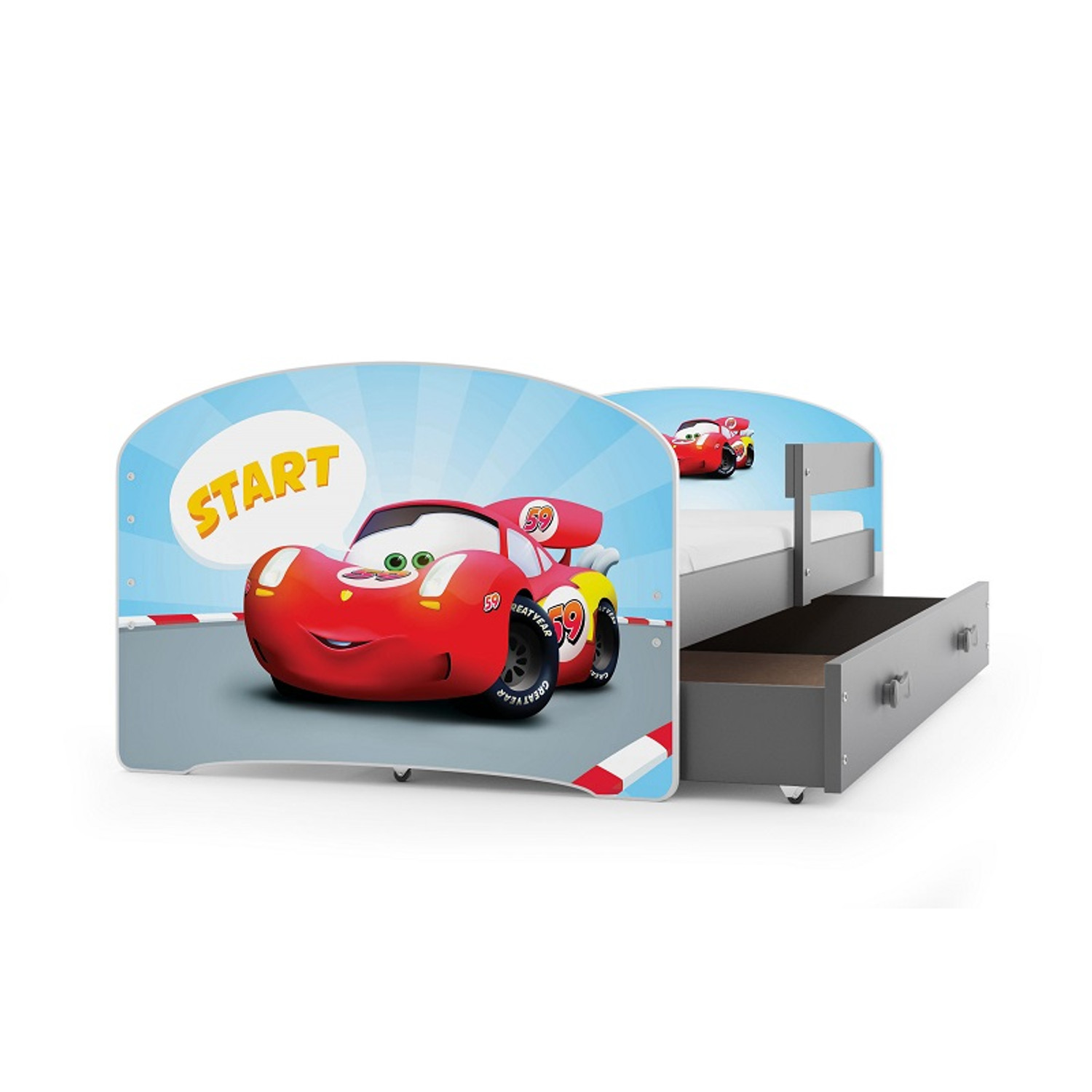 Dětská postel LUKI 160x80 cm Šedá Cars