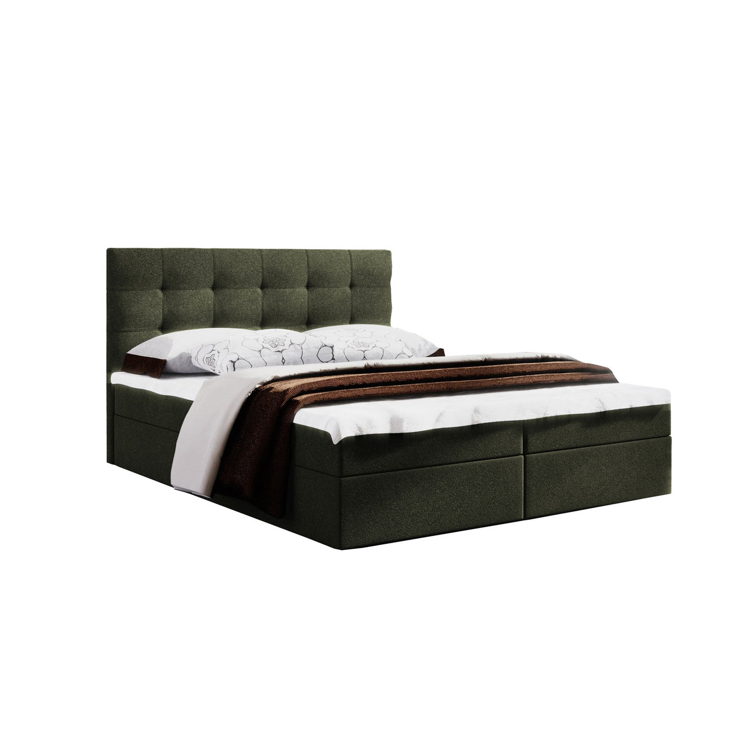 Postel 52 MISSISSIPPI 120x200 cm s úložným prostorem Tmavě zelená